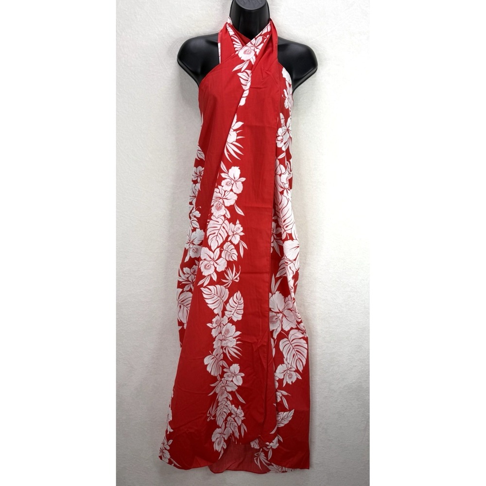 Vintage Helenas Made in Hawaii Women's Sarong Wrap Dress Red‎ White OSFM